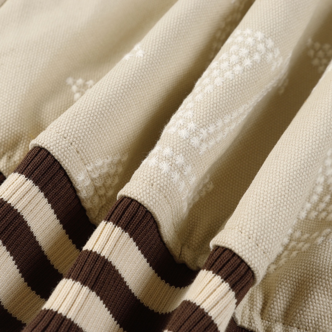 LV一比一米白滿印老花拼皮棒球外套復古潮流百搭款｜歐美奢侈品精品推薦