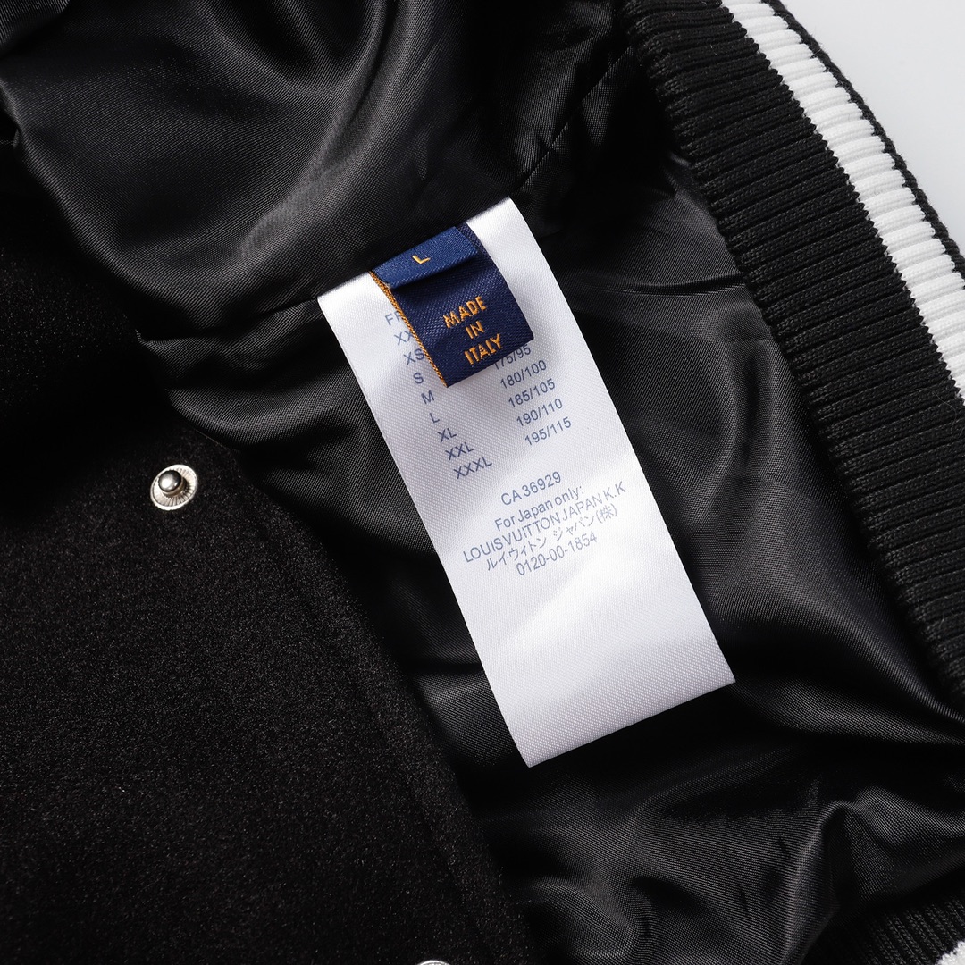 LV一比一黑白拼色植絨字母刺繡棒球外套街頭休閒風｜歐美奢侈品精品推薦