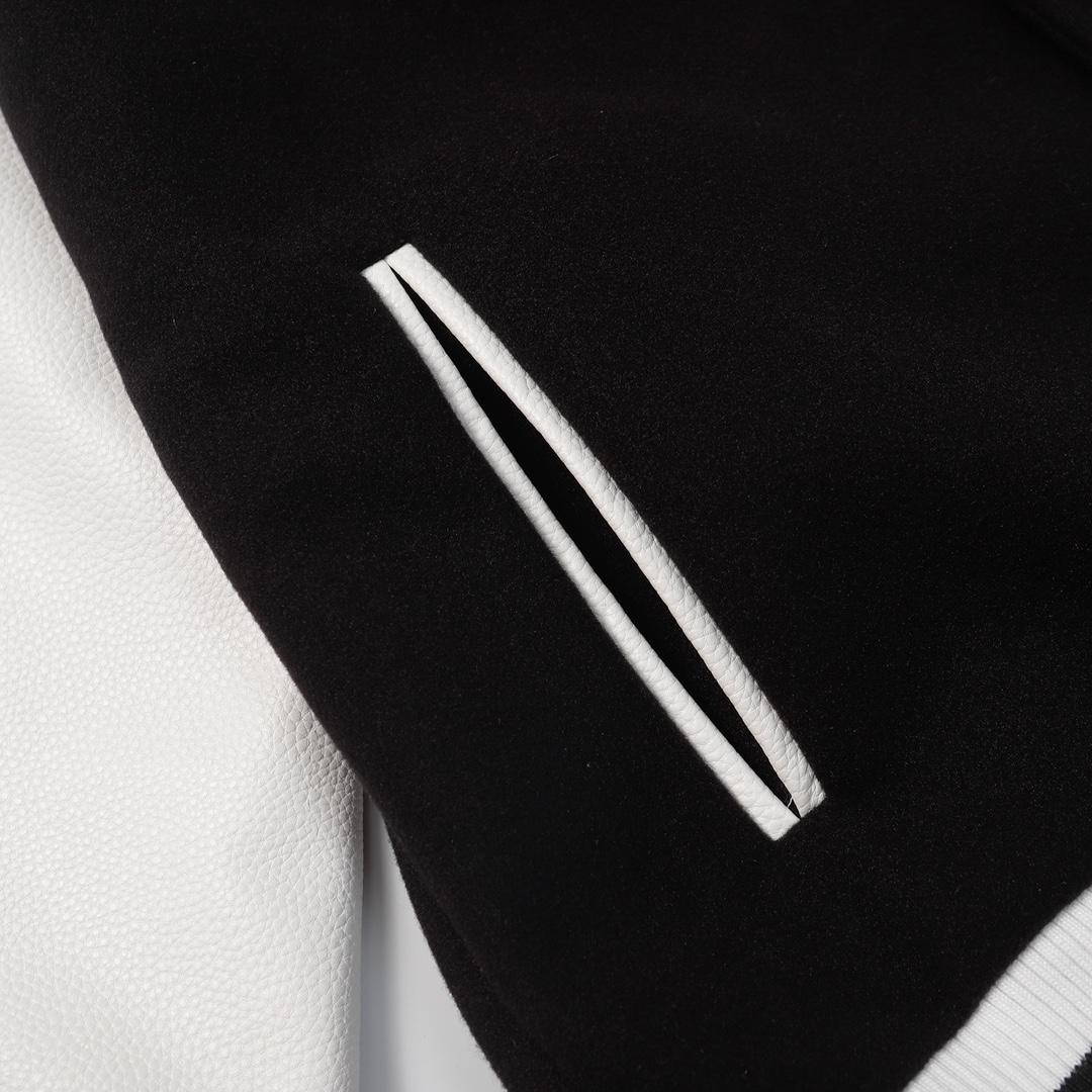 LV高仿橘色大字Logo棒球外套 黑白拼接撞色設計款｜歐美奢侈品精品推薦