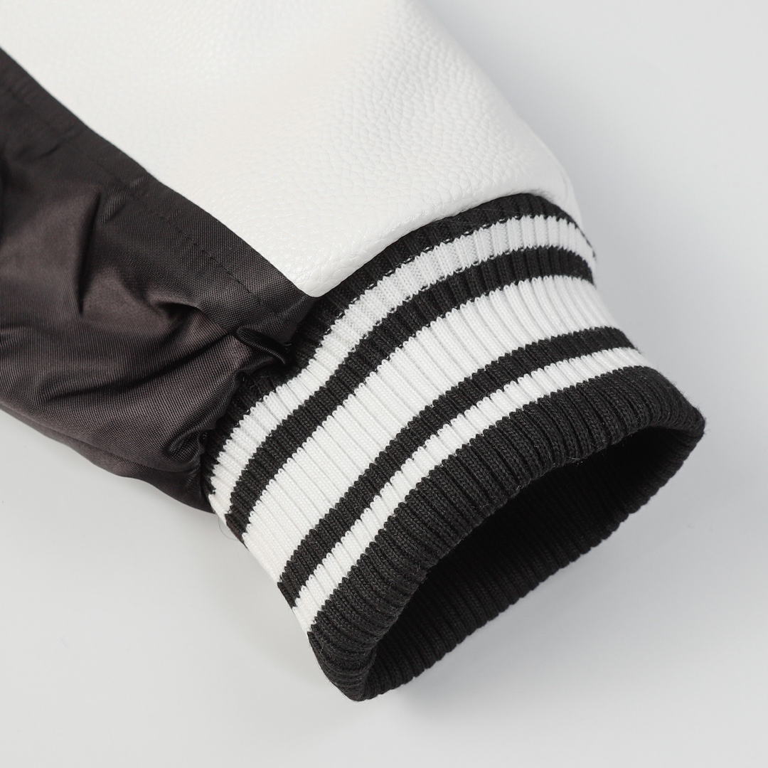 LV高仿黑白拼接棒球外套 刺繡字樣設計款｜歐美奢侈品精品推薦