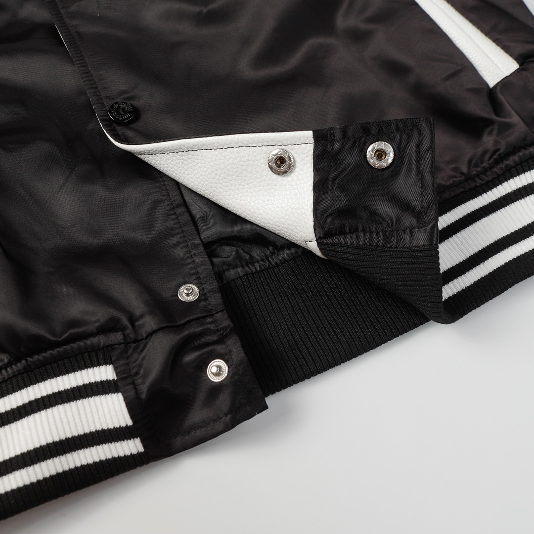 LV高仿黑白拼接棒球外套 刺繡字樣設計款｜歐美奢侈品精品推薦