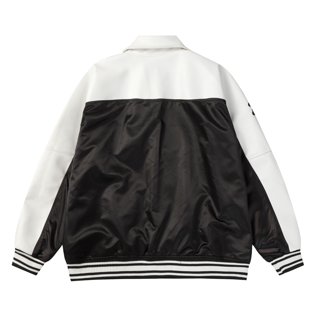 LV高仿黑白拼接棒球外套 刺繡字樣設計款｜歐美奢侈品精品推薦