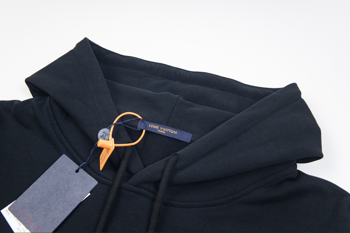 LV原單黑藍色簡約LOGO連帽衛衣 秋冬款男士帽T｜歐美奢侈品精品推薦