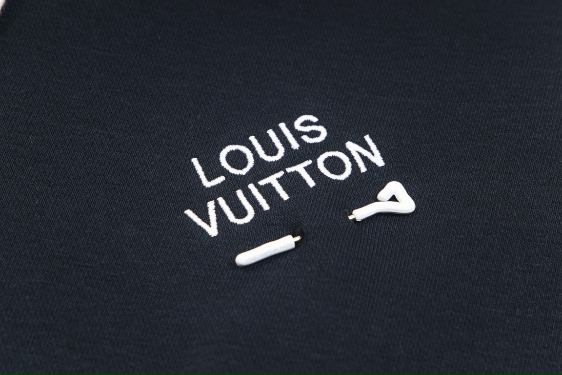 LV原單黑藍色簡約LOGO連帽衛衣 秋冬款男士帽T｜歐美奢侈品精品推薦